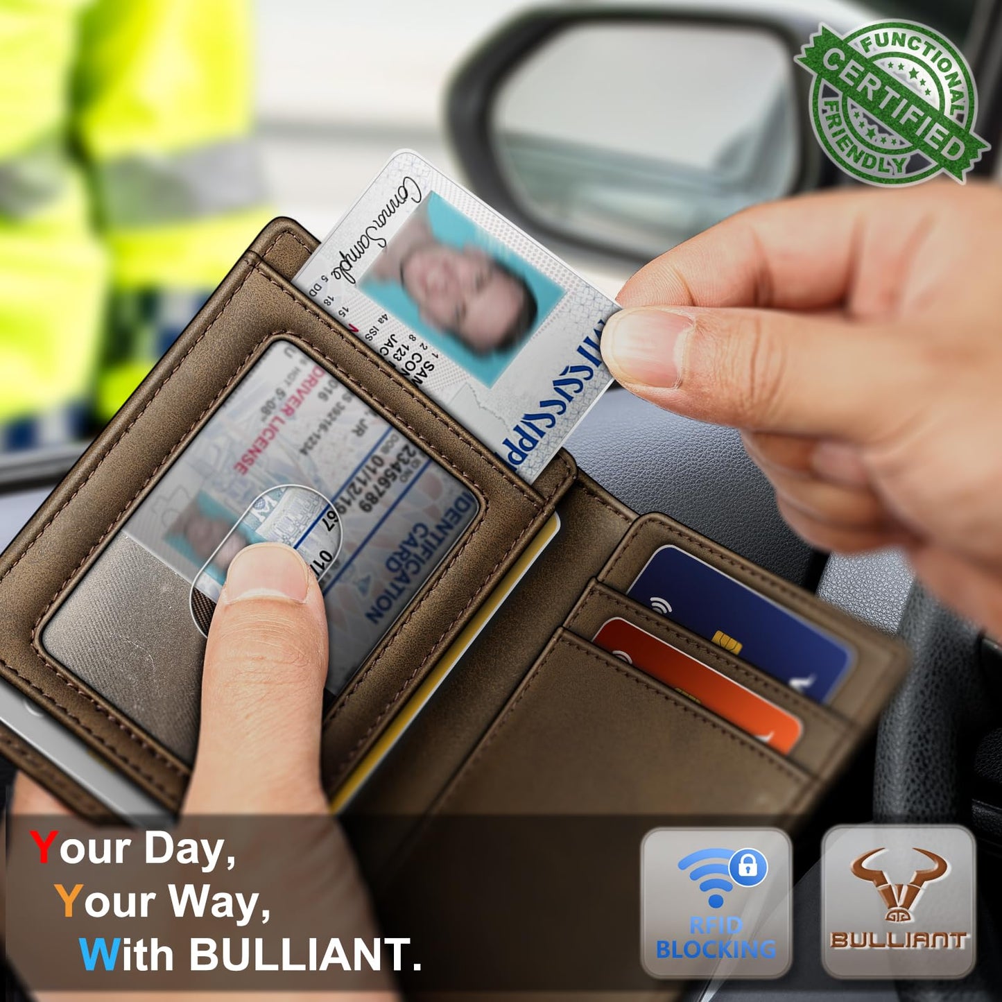 BULLIANT Slim Wallet For Men 12Cards,Magnetic Flip Build-in Money Clip Airtag Compatible-RFID Blocking