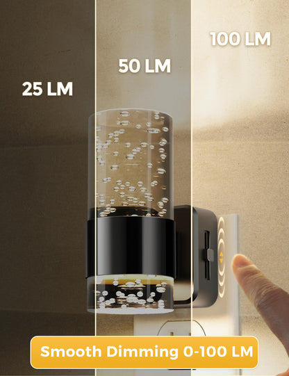 L LOHAS LED Night Light,Dimmable Night Lights Plug into Wall, 2 Pack Acrylic Nightlights with 0-100 LM Adjustable Brightness, 3000K Plug in Night Light with Dusk to Dawn Sensor, for Bathroom Hallway
