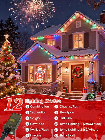 Voice Control Connectable 2PK 164FT 400LED Christmas String Lights Indoor Outdoor with Remote | Smart Twinkle Fairy String Lights 12 Modes & Timer for Xmas Tree Decor (Multicolor)