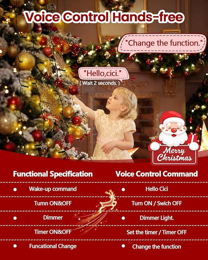 448LED Cascading Twinkle Christmas Tree Lights Indoor with Smart Voice Control & Remote | 7FT x 16 Lines Waterfall Tree Topper Lights, 12 Modes & Timer for 7FT Xmas Tree Christmas Decor (Warm White)