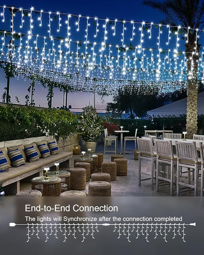 2 Pack 53FT 486 LED Christmas Lights Outdoor,Plug in Waterproof Christmas Lights for Outside, Timer & Memory, 8 Modes Hanging Fairy Light for Wedding Decorations House Eaves Yard Patio, Cool White