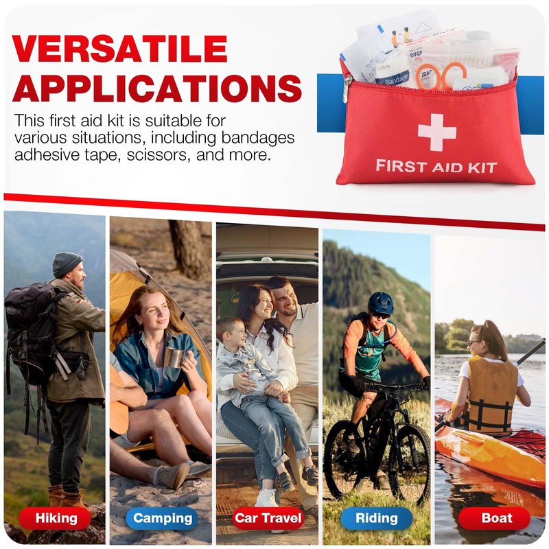 First Aid Kit for Home Car Travel 107 Piece Emergency Kits for Hiking Camping Small Trauma Kit for Boat Vehicle Lightweight Compact Pocket Aid Kit for Sports Outdoor Survival
