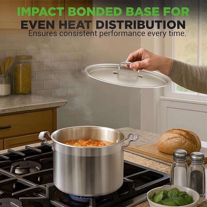 NutriChef 8 Qt Heavy-Duty Stockpot with Stainless Steel Lid - Induction Compatible Cooking Pot, Ideal for Soups and Stews