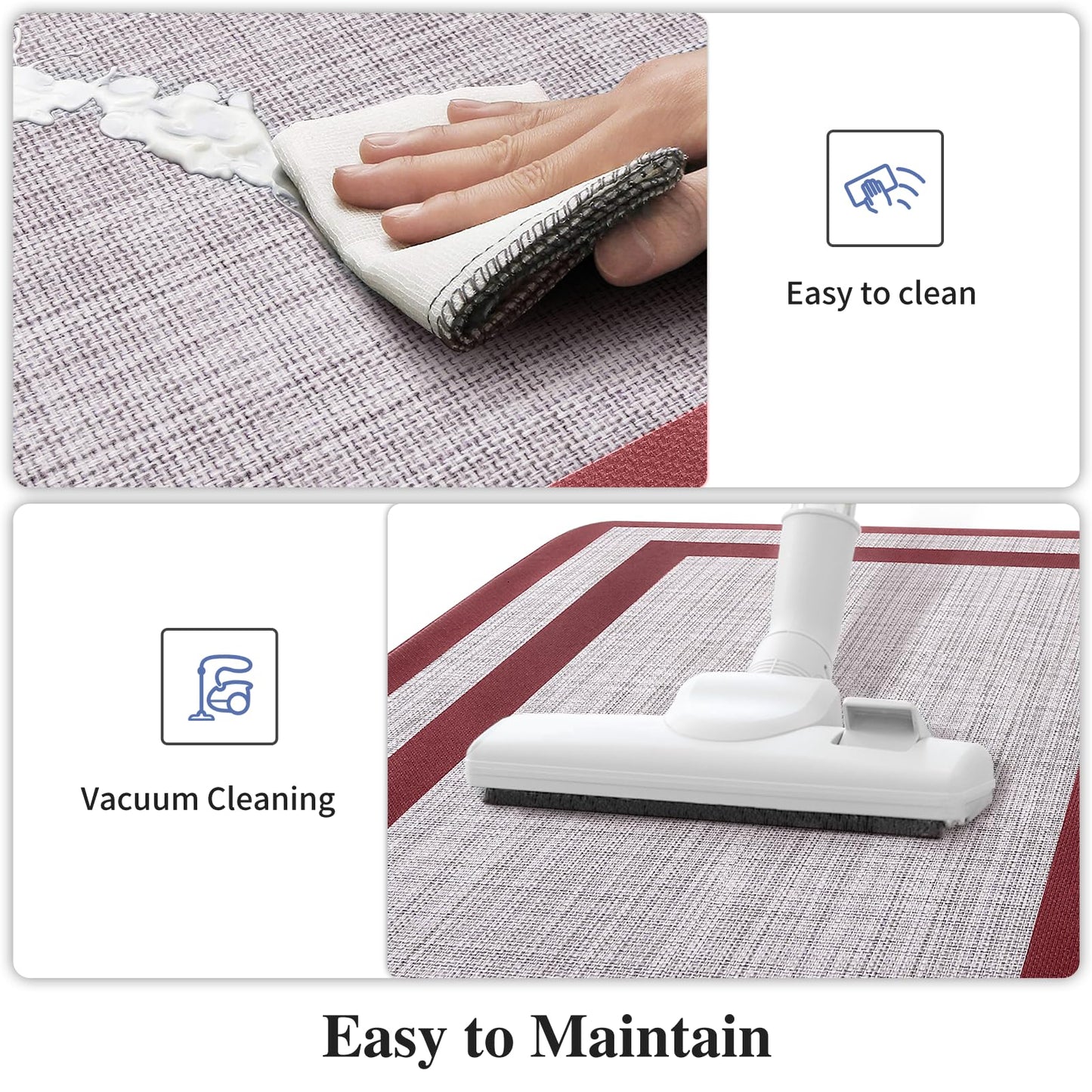 Mattitude Kitchen Mats Set of 2 Cushioned Anti-Fatigue Non-Skid Rug Sets Ergonomic Comfort Standing Mat for Kitchen, Floor, Office, Sink, Laundry,Red