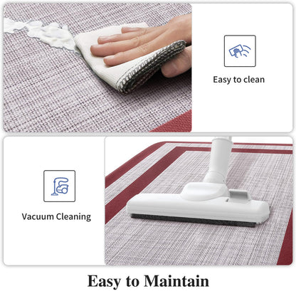Mattitude Kitchen Mats Set of 2 Cushioned Anti-Fatigue Non-Skid Rug Sets Ergonomic Comfort Standing Mat for Kitchen, Floor, Office, Sink, Laundry,Red