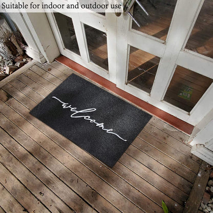 AAZZKANG Welcome Mats for Front Door Large 24"x36" with Non Slip Rubber Backing Quickly Trap Dirt Easy to Clean Entry Mat for Indoor High Traffic Areas Outdoor Doormat Black