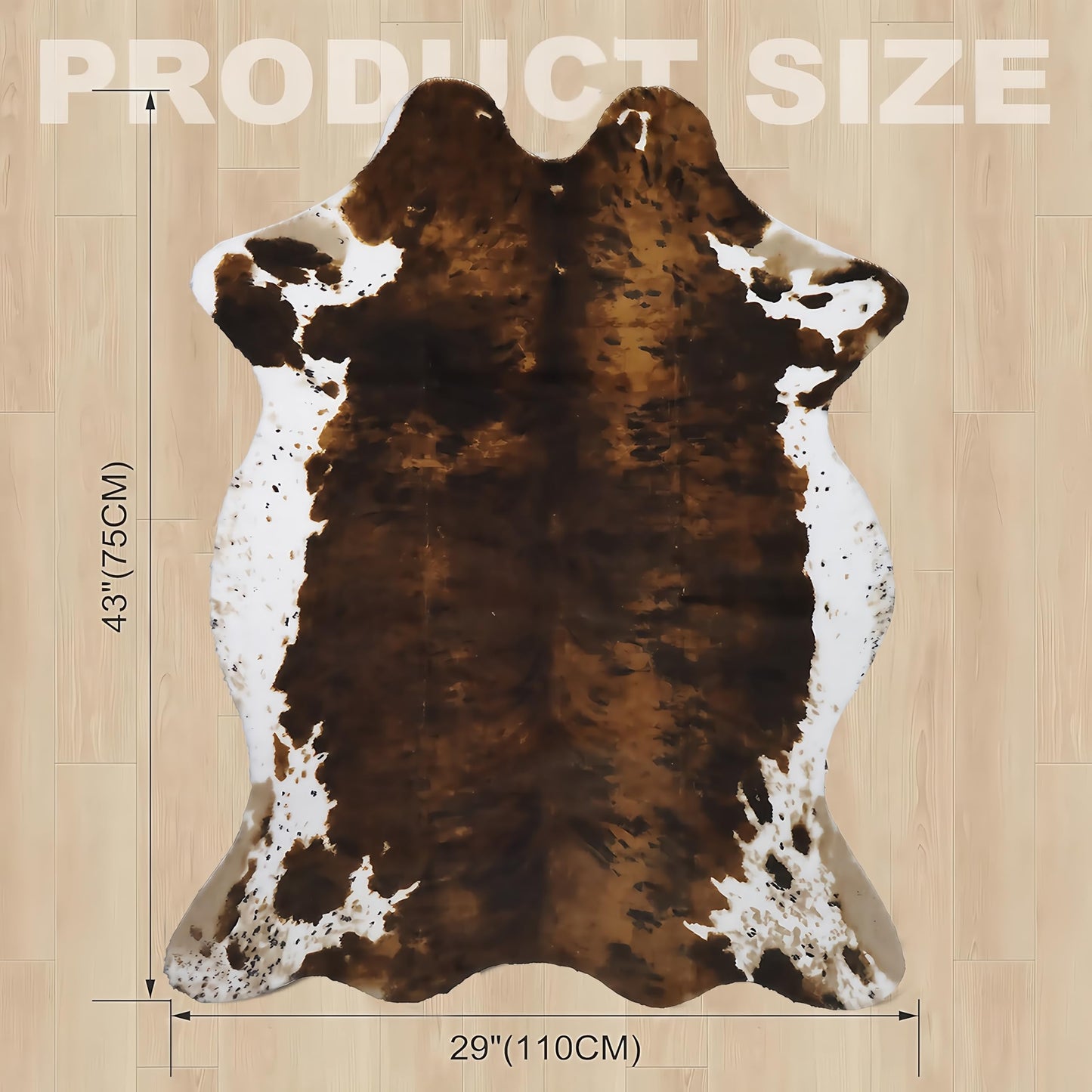 Sgizoku Cow Print Rug - 3.6x2.5 Feet Cow Hide Rugs Faux Cowhide Rug Cute Area Rug Fun Western Room Decor Cow Rugs for Living Room Bedroom Non-Slip Yellow-Brown(43 inches x 29 inches)
