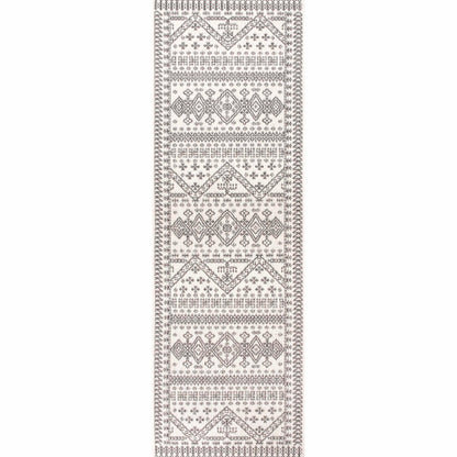 Nuloom Outdoor Performance Kandace Ivory/Grey, 2' x 8', Tribal, Soft and Cozy, High Traffic, Stain Resistant, Easy Clean, Durable Runner for Indoor/Outdoor Patio, Deck, Porch, Garden, Courtyard