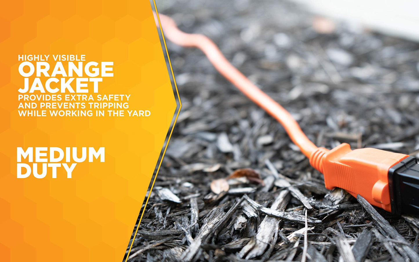 Southwire Woods 50ft Outdoor Extension Cord – Bright Orange, 16/2 Two-Prong – Durable SJTW Jacket for Landscaping & Light-Duty Power – Molded Plug