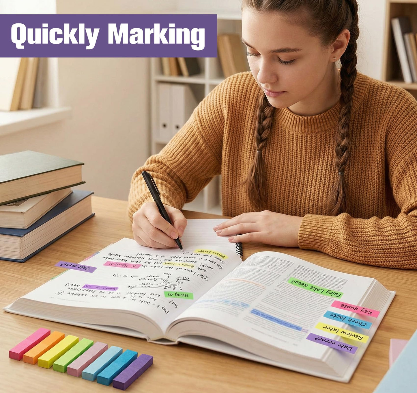 4000 Sheets Index Tabs - 0.6 x 2in Page Markers, Small Self-Stick Note Pads, Bright Colors Page Flags Sticky Index Tabs, 40 Pack Sticky Notes for Office, Home & School (8 Colours)