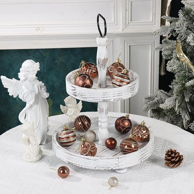 100Pcs Christmas Balls Ornaments Set, Shatterproof Christmas Decorations with Hand-held Gift Package for Xmas Tree/Holiday/Wedding/Holiday/Party Decor (Brown&Gold)