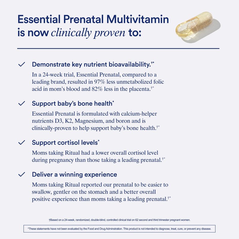 Ritual Prenatal Multivitamin For Women - Key Essential Vitamins and Minerals To Support Mom and Baby During Pregnancy* - Folate, Choline, Omega-3 DHA, Iron - Vegan - Citrus - 60 Capsules - 30 Servings