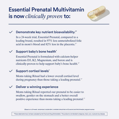 Ritual Prenatal Multivitamin For Women - Key Essential Vitamins and Minerals To Support Mom and Baby During Pregnancy* - Folate, Choline, Omega-3 DHA, Iron - Vegan - Citrus - 60 Capsules - 30 Servings