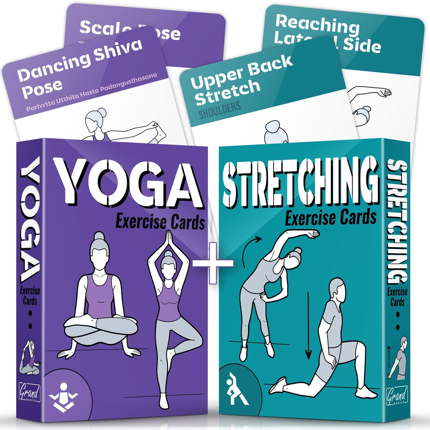 [2-PACK] Bodyweight & Dumbbell Workout Cards - Large Size 5" x 3.5" Exercise Cards Deck with 100 Different Exercises, Perfect for Circuit Training & Weightlifting - Fitness Cards for Women & Men