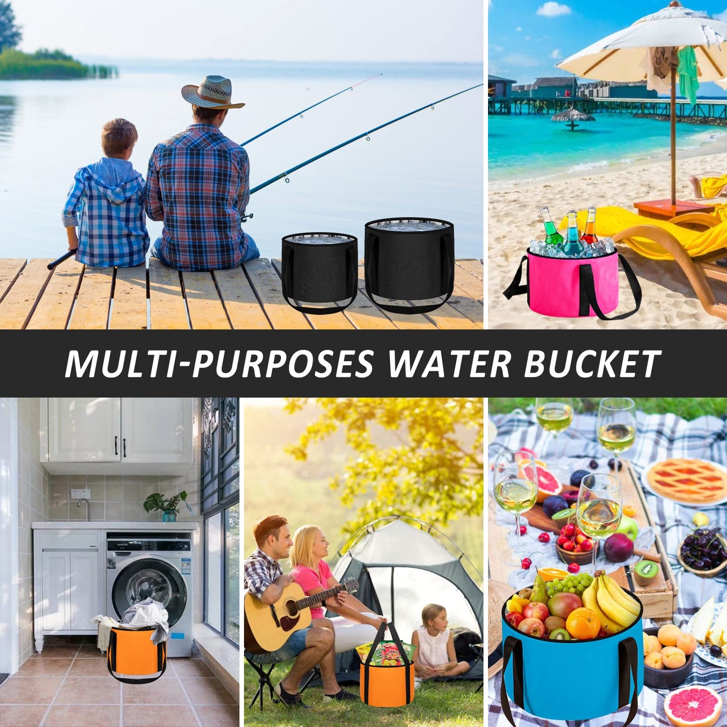 Foot Bath Basin 20L Collapsible Bucket, Portable Foot Soak Tub Feet Soaking Bucket for Outdoor Travel, Camping, Fishing(Black)