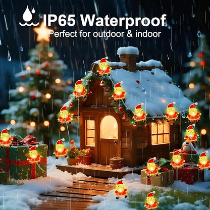 Aogist Christmas Santa String Lights, 16ft 50 LED Battery Powered Santa Claus Decoration Lights for Indoor Outdoot Party Festival Christmas Decorative