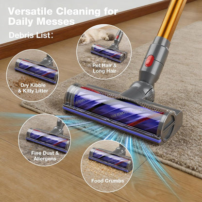 Partnix Upgrade Anti-Tangle Vacuum Cleaner Head Replacement Parts Compatible with Dyson V8 V11 V15 V10 V7, LED Light Quick Release Motorhead Brush Accessory Suitable for Most Carpet and Hardwood Floor