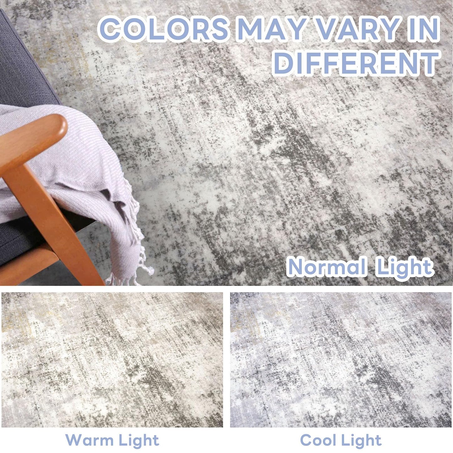 IOHOUZE Abstract Runner Rug 2x6 Ft Washable Runners for Hallways, Non Slip Kitchen Runner Printed Faux Wool Entryway Runner Indoor, Modern Abstract Floor Carpet for Hall Kitchen Bedroom, Grey Beige