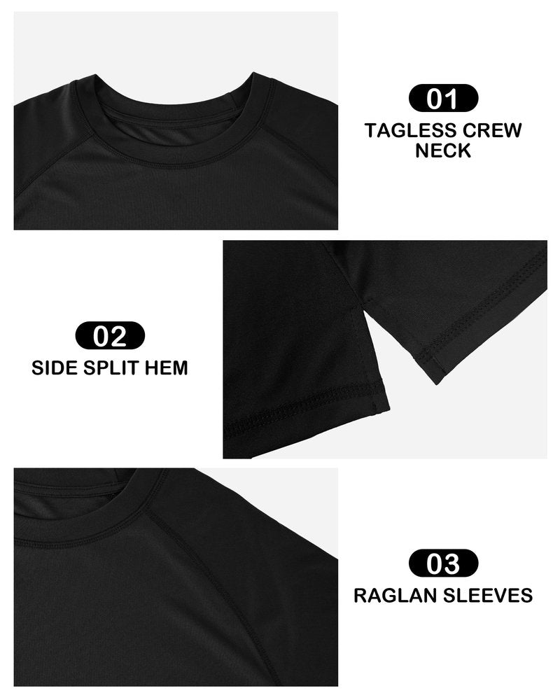 Roadbox Men's Big and Tall UPF 50+ UV Sun Protection Shirts, Long Sleeve Cooling Rash Guard Quick Dry Fishing Swim T-Shirt Black
