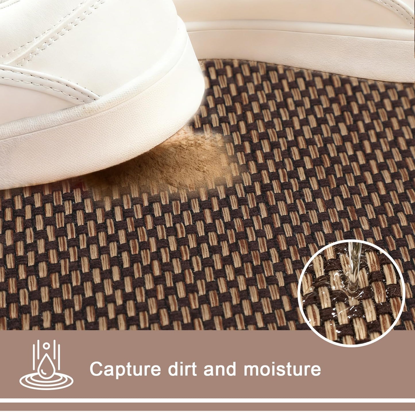 MATIRUG Door Mat,Ultra Thin Half Circle Non Slip Washable Indoor Outdoor Doormat,Low Profile Welcome Entryway Dirt Trapper Entry Rug for Front Back Door Kicthen 17"x29"Coffee