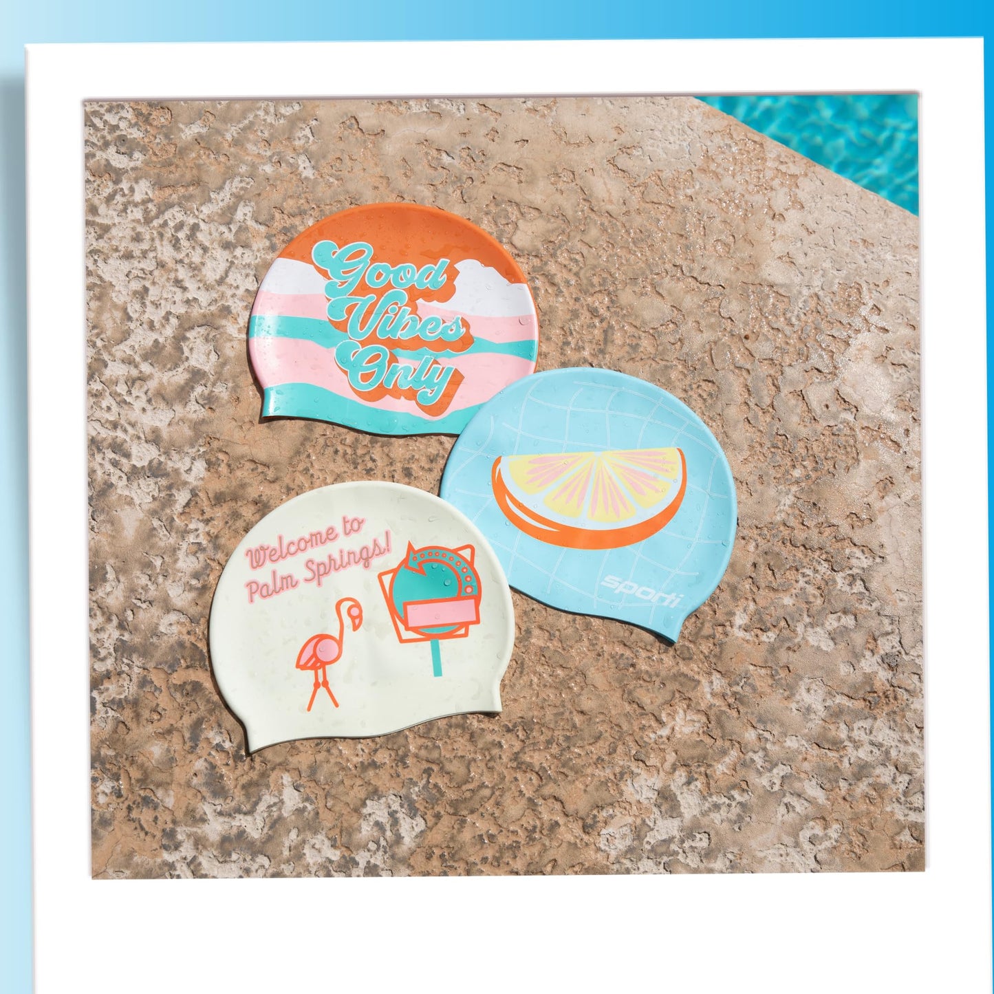 Sporti x Alex & Gretchen Walsh XOXO Silicone Swim Cap - Aqua - Adult