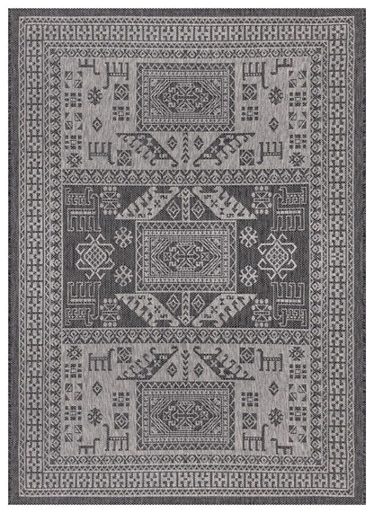 Keen Home Design Terrace Outdoor Area Rug - 46"x67" Washable Indoor/Outdoor Rug for Patio, Kitchen, Balcony, Beach, Garden, Deck and Porch, Size: 3'10" x 5'7", Force Black