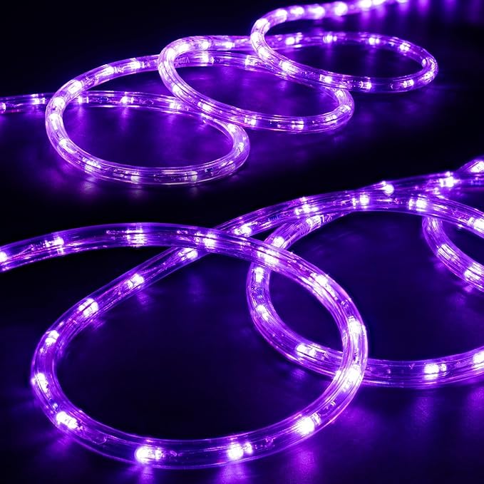 WYZworks 1656LEDs 150ft LED Outside Rope Lights, Outdoor ETL Certified Waterproof Permanent 360 Degree Light Emitting, Flexible Tube, Connectable, Christmas Palm Tree Exterior Landscape, Purple