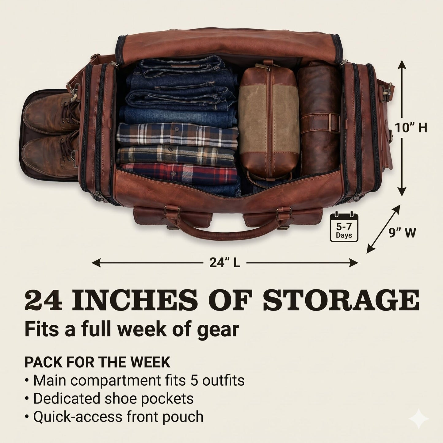 Genuine Leather Duffle Bag 24 Inch Handmade Vintage Travel Case Luggage Bags for Men, Overnight Carry On Duffel Bag Medium Weekender Gym Bag for Men and Women