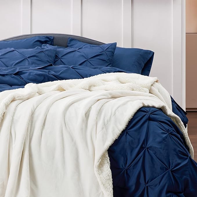 Bedsure GentleSoft Sherpa Fleece Throw Blanket for Couch - Thick and Warm, Soft Fuzzy Plush Throw Blanket for Winter, Cream, 50x60 Inches