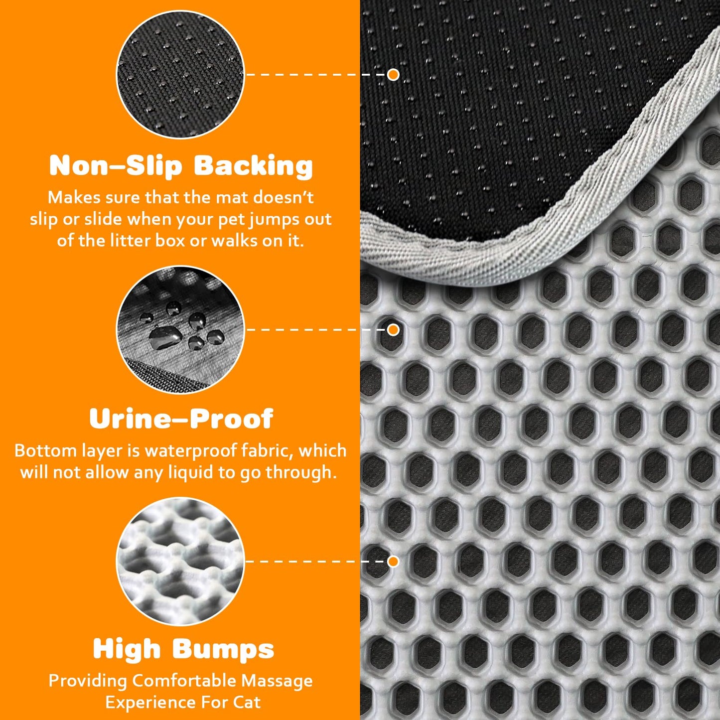 blissstorm Waterproof Cat Litter Mat, Double Layer EVA, Odor-Free Large Grid, Urine Proof, Easy Cleanup (Pink, 12 x 18)