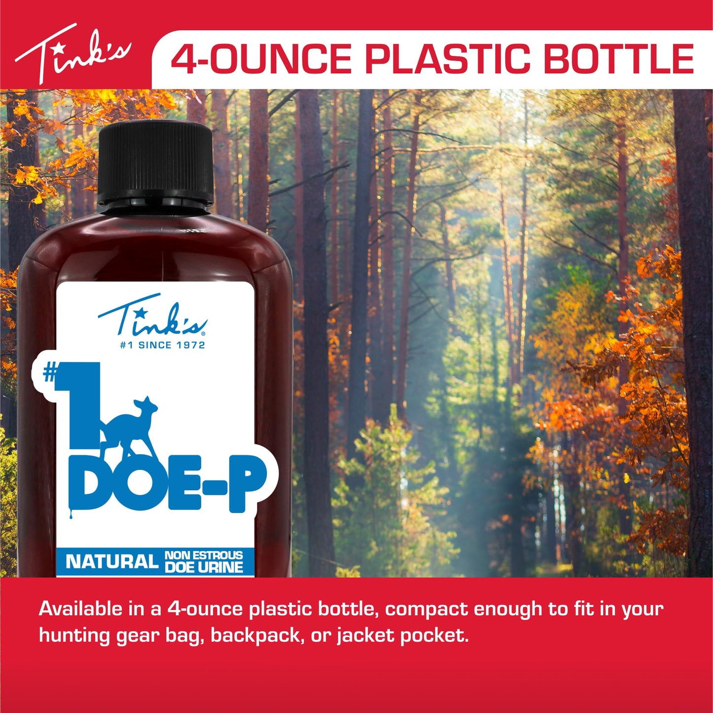 TINK'S #1 Doe-P Calming Deer Attractant | Liquid Non-Estrous Doe Urine Scent for Hunting (4 fl oz) - Superior & Long Lasting Doe Urine Hunting Scents - Hunting Lure/Attractant - Advanced Deer Lure