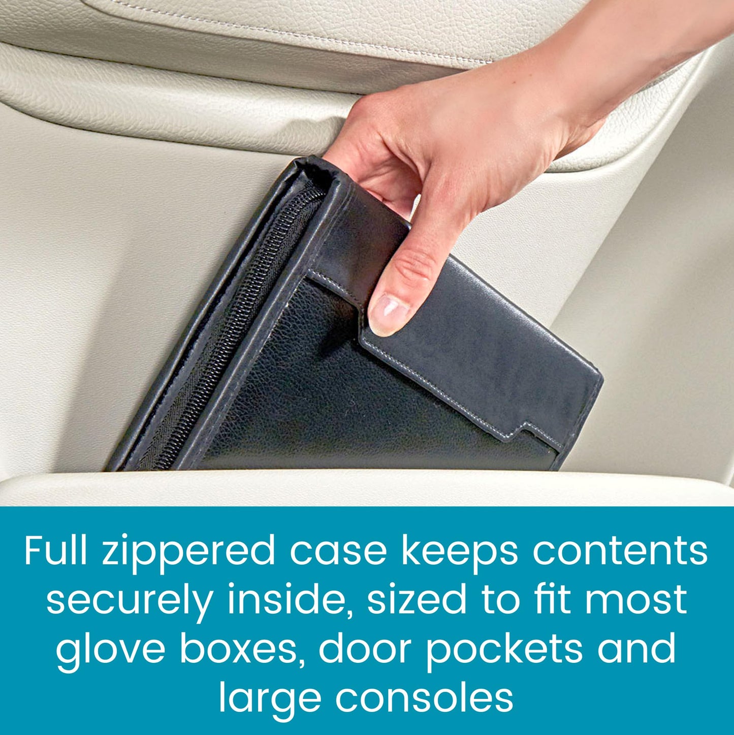 High Road Car Owners Manual Case and Glove Compartment Document Holder - Pebbled Faux Leather Glove Box Organizer for Car, SUV, Truck