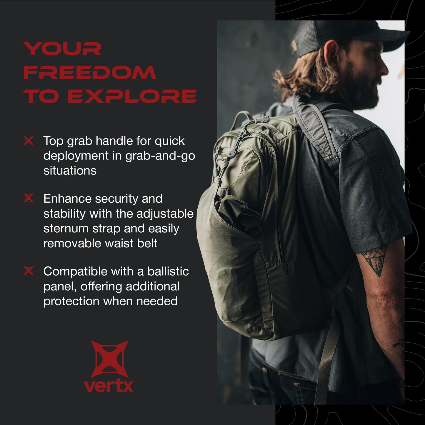 Vertx Long Walks Pack 15L Tactical Backpack, EDC Gear Bag for CCW, Travel, Work, Hiking, Outdoors, It's Almost Black