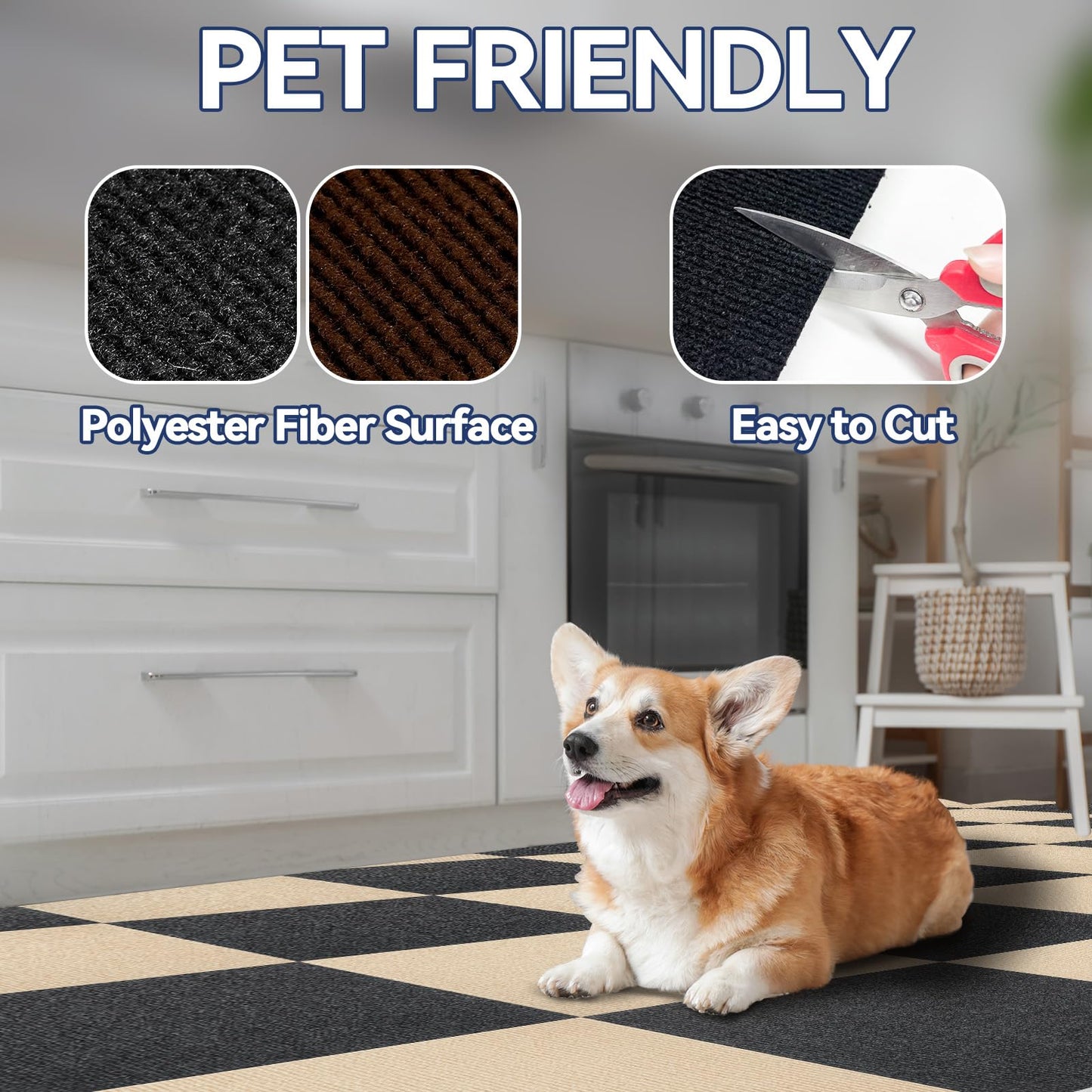 CUCOS Carpet Tiles Peel and Stick, Squares Carpet Floor Tile 12” x 12”, Soft Padded Carpet Tiles, Self Adhesive Carpet 10 Tiles Per box/10Sq Ft