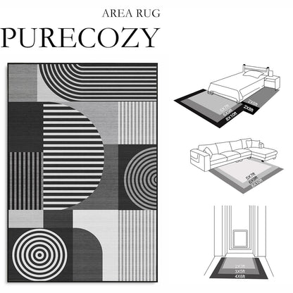 Glocmna Area Rug 5x7 Grey Geometric Rug for Living Room Black White Machine Washable Gray Minimalist Mid Century Modern Rugs Non Slip Low Pile Large Dining Room Indoor Floor Carpet for Bedroom Office