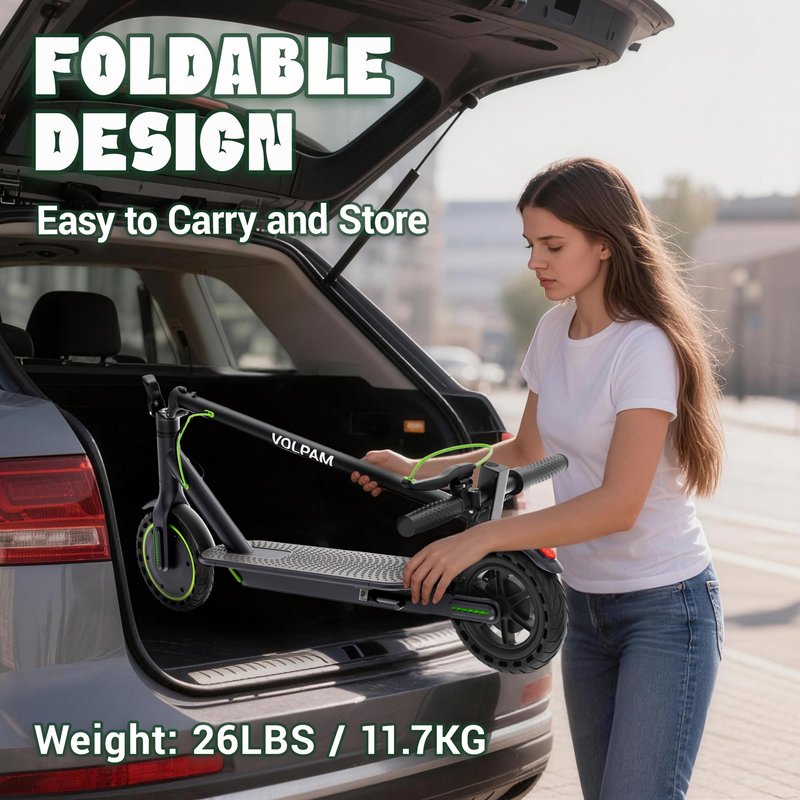 VOLPAM Electric Scooter with 8.5"/10" Solid Tire, 350W/500W Powerful Motor & 19/22 MPH Top Speed, 16-28 Miles Long Range, Folding E Scooter Choice