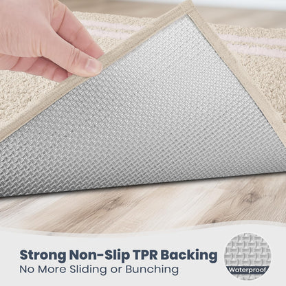 PURRUGS Bathroom Rug Non-Slip Machine Washable 30" x 46", Super Absorbent and Quick Dry Shaggy Microfiber Bath Mat, Extra Soft and Plush Bath Rug for Bathtub, Shower, and Sink, Beige