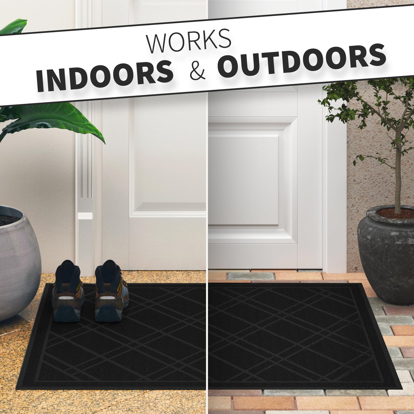 SlipToGrip Door Mat - Durable Door Outdoor Mats for High Traffic - Large 59x35 Inch Black Mat with Water-Resistant Surface - No-Slip and Easy-to-Clean for Indoor and Outdoor Entryways