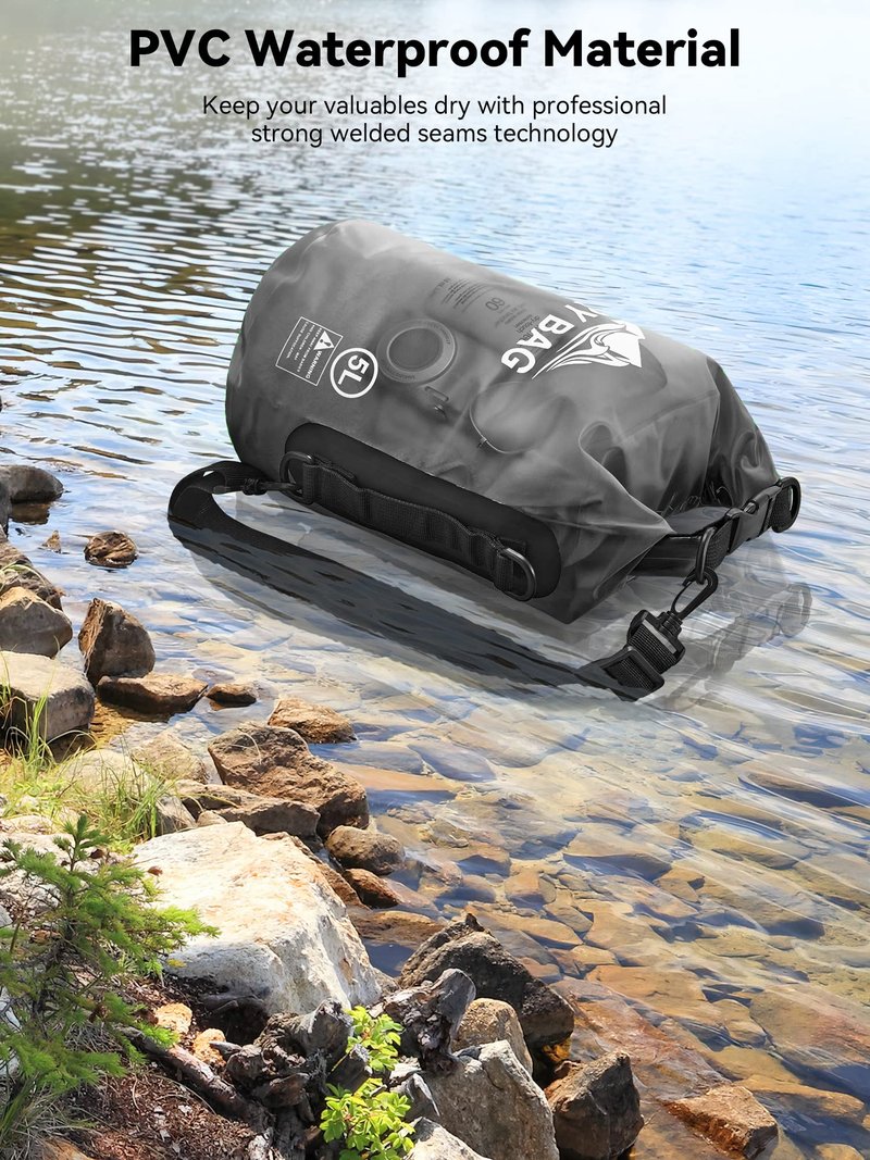 HEETA Dry Bag Waterproof for Women Men, Roll Top Lightweight Dry Storage Bag Backpack with Phone Case for Travel Swimming Boating Kayaking Paddle Board Camping Beach Accessories (Black, 40L)