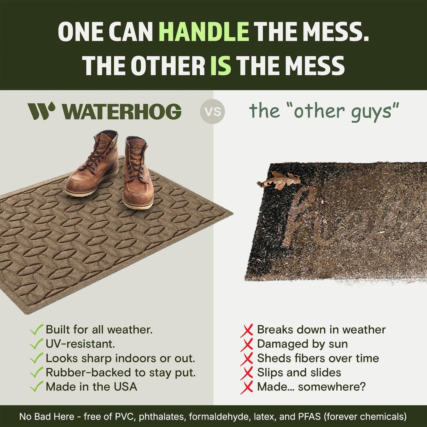 WaterHog Ellipse Front Door Mat Indoor Outdoor Entrance, Absorbent All-Weather Doormat with Non-Slip Rubber Backing, Dirt & Moisture Trapper, Low Profile, Easy Clean, Made in USA, 23"x35.5" Camel