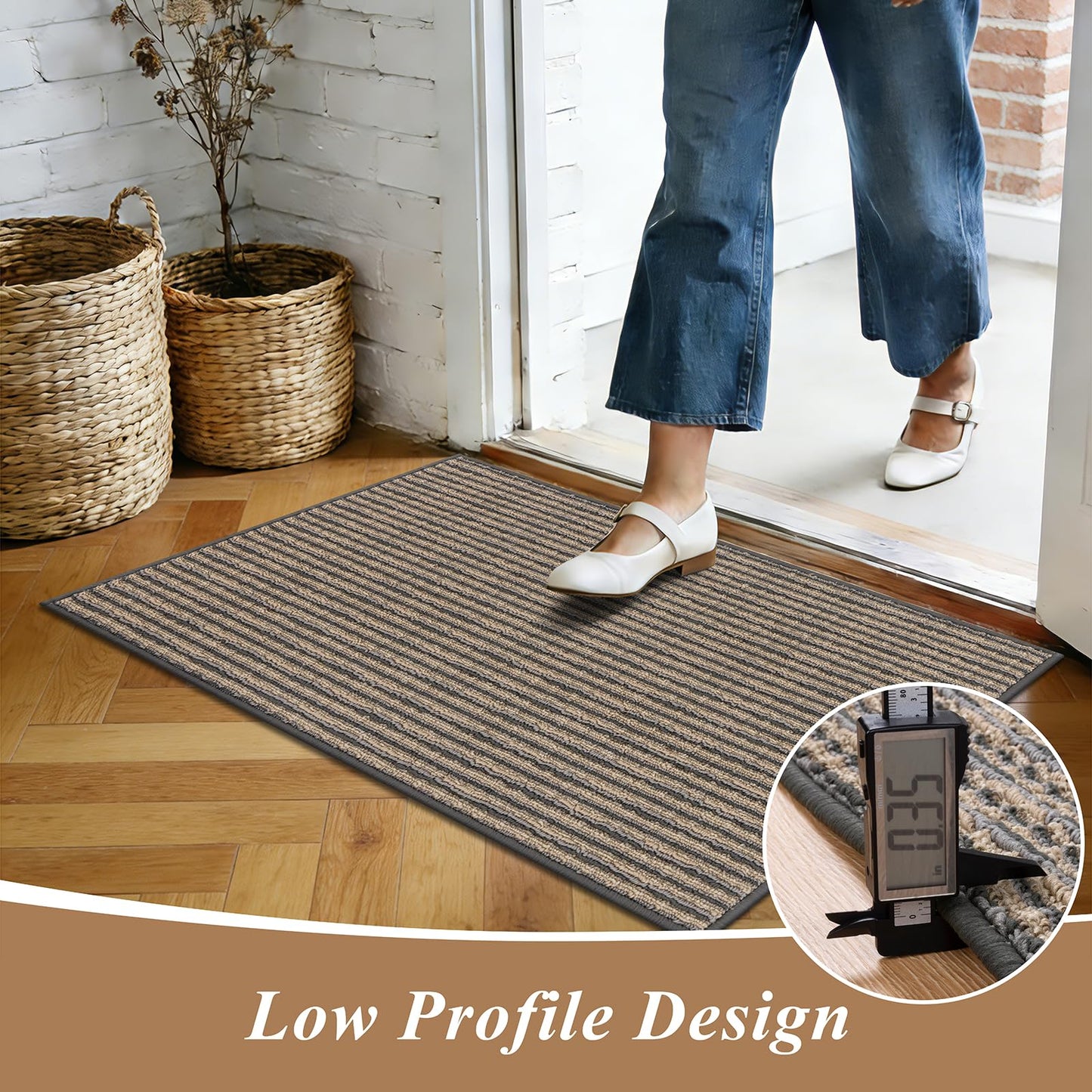Ileading Hallway Runner 24"x71" Non-Slip Washable, Super Absorbent Stain Resistant Friendly Muddy Paws Floor Mat, Entryway Mat for Hallway Corridor, Coffee