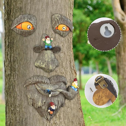 Tree Faces Decor Outdoor, face for Tree Decorations Art Garden Statues,Yard Art Clearance,Whimsical Yard Decor,Whimsical Outdoor Garden,Gardening Gifts,Halloween,Huggers,Funny,Scary,gnome
