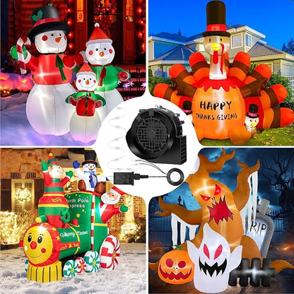 Replacement 1.5A Air Blower Fan for Inflatables, 8 Bright LED Light with Waterproof 2.0A Adapter, 12V Motor for Blow Up Yard Christmas Thanksgiving Outdoor Holiday Decorations