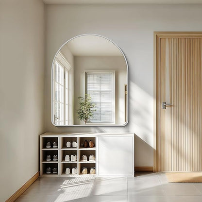 FORBATH Large Arched Wall Mirror 48x40 Inch, Silver Arch Bathroom Mirror with Aluminum Frame, Arched Mirror for Dresser, Fireplace,Entryway,Home Decor,Hanging or Leaning Against Wall