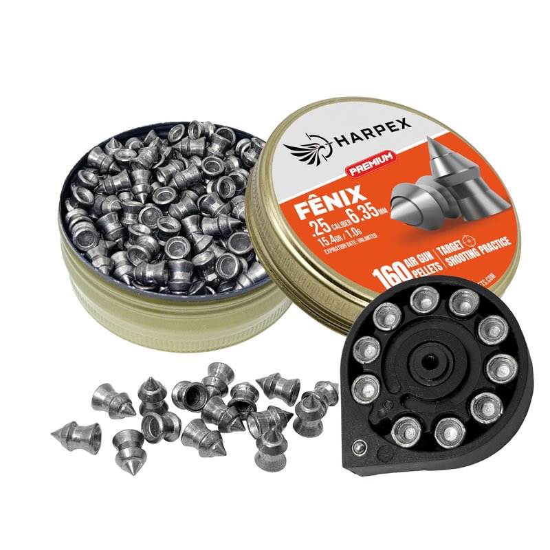 Harpex Fenix Premium .25 Cal Airgun Pellets – 15.4 Grain Lightweight Precision Lead – High Accuracy for Target Shooting & Small Game – Consistent Performance – 160 Count