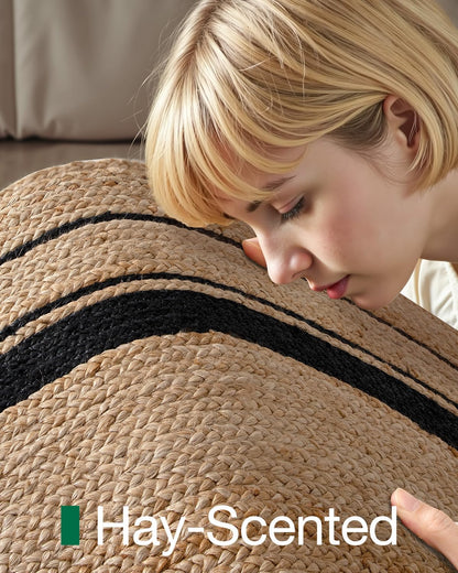 LUMI Jute Area Rug 5ft Round for Living Room, Natural Braided Woven Rugs Non Slip, Neutral Farmhouse Carpets No Shedding, Durable for High Traffic, Dining Room, Indoor, Outdoor, Patio
