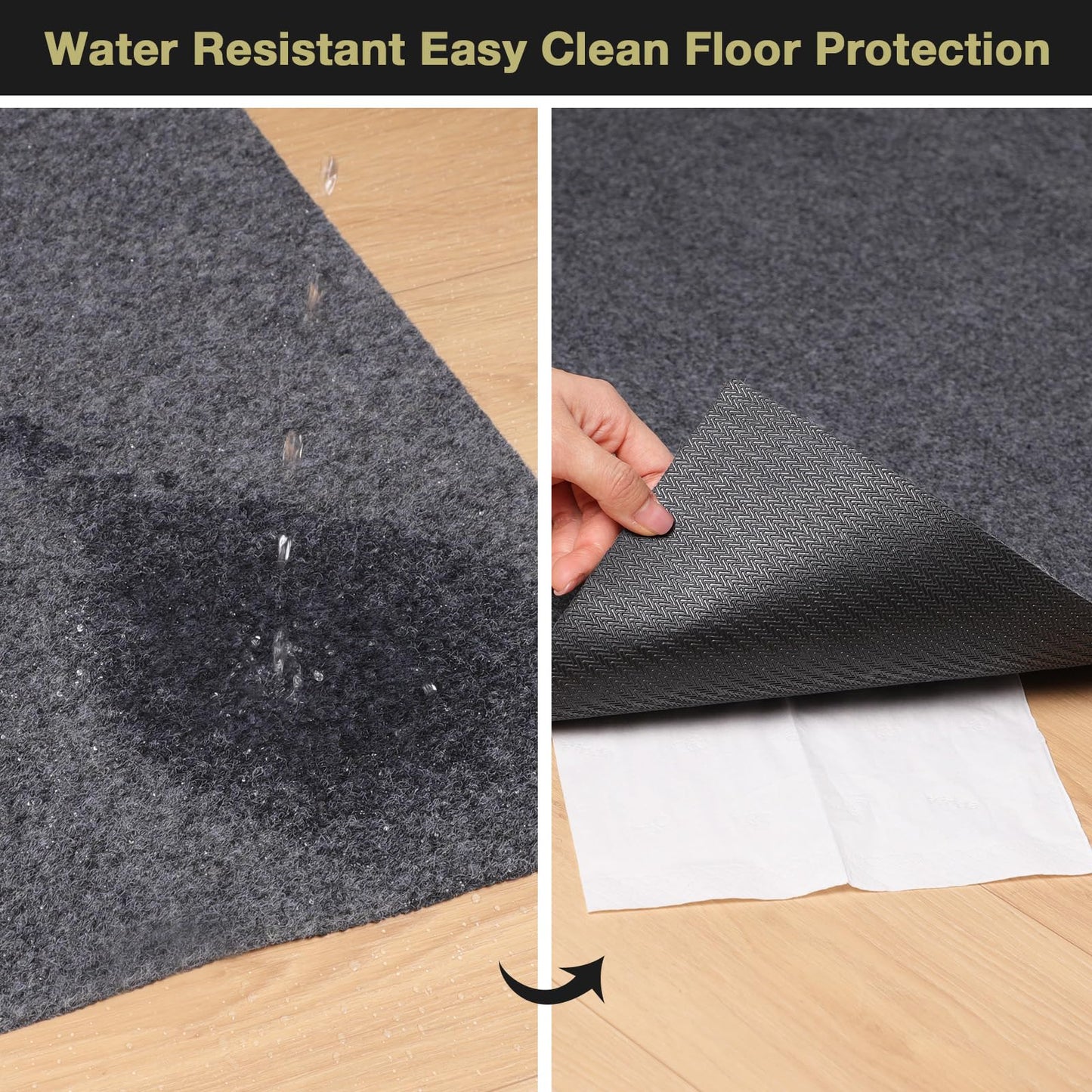 NENSIUM Rug Pad 3' Round Non Slip for Hardwood Floors, 1/8” Extra Thick Waterproof Felt Carpet Pad, Low Profile Underlay for Area Rugs, Safe for LVP & All Floor Finishes, Odorless & Soundproof