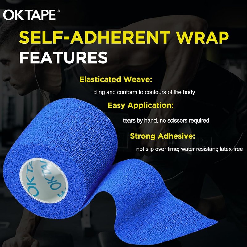 Self Adhesive Bandage Wrap - Elastic Athletic Tape for Medical Use | 2" x 5 Yards - Blue