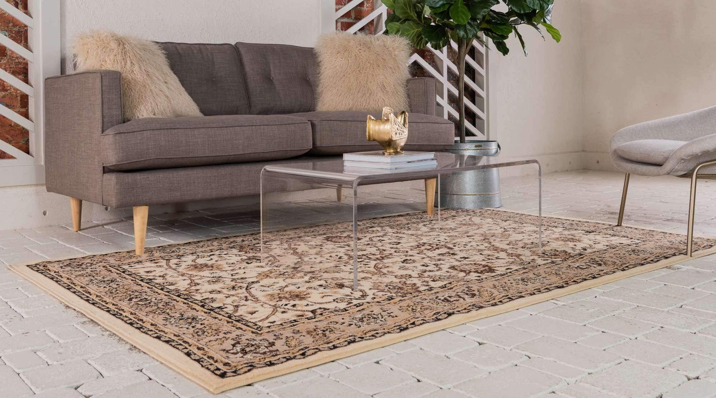 Unique Loom Sialk Hill Collection Area Rug - Washington (5' 3" x 8' Rectangle Ivory/Black)