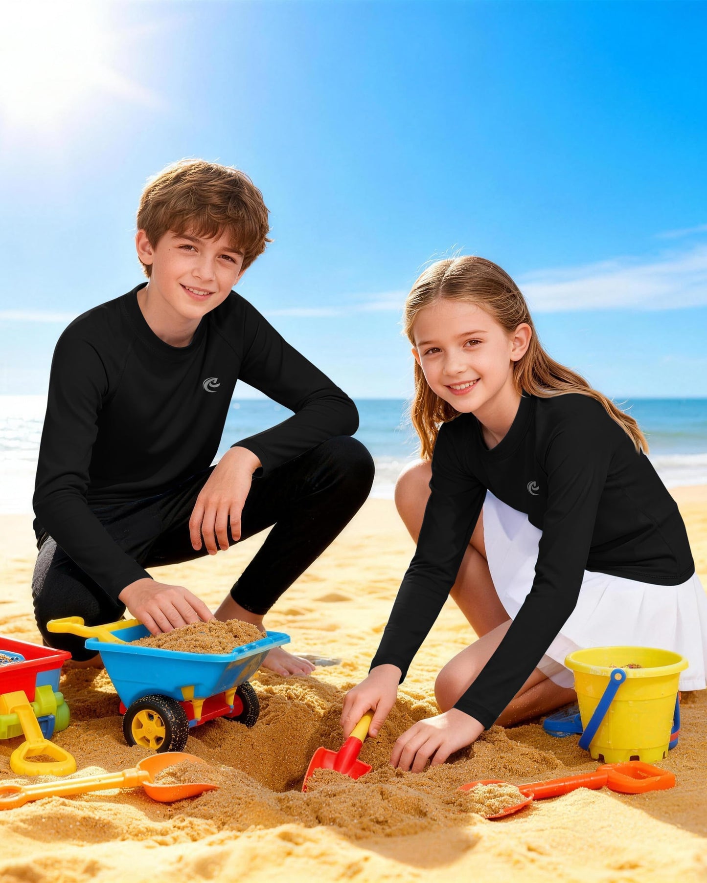 Boys UPF 50+ Swim Shirt Long Sleeve, 1 or 2 Pack UV Sun Protection Rash Guard, Youth Kids SPF Water Shirts for Beach Surf